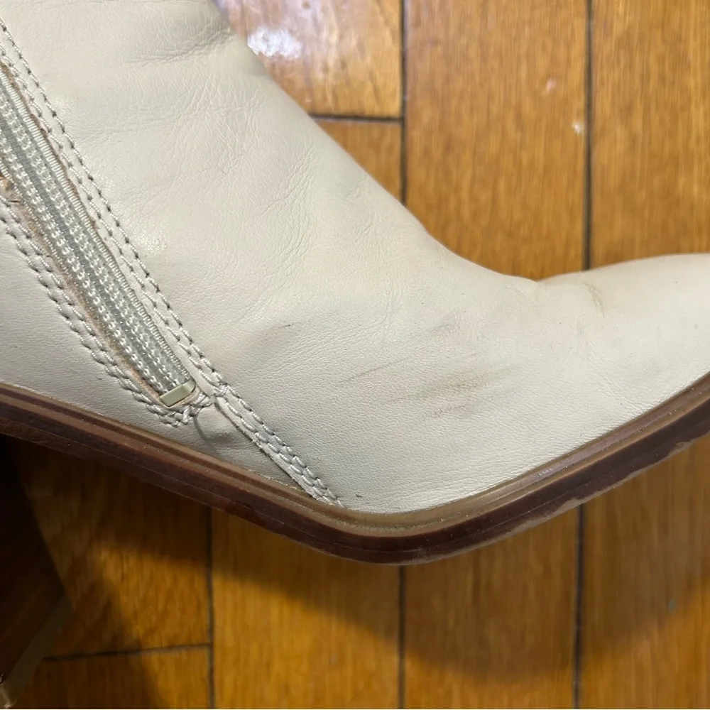 Franco Sarto Cream Leather Heeled Stevie Boots - Picture 7 of 11
